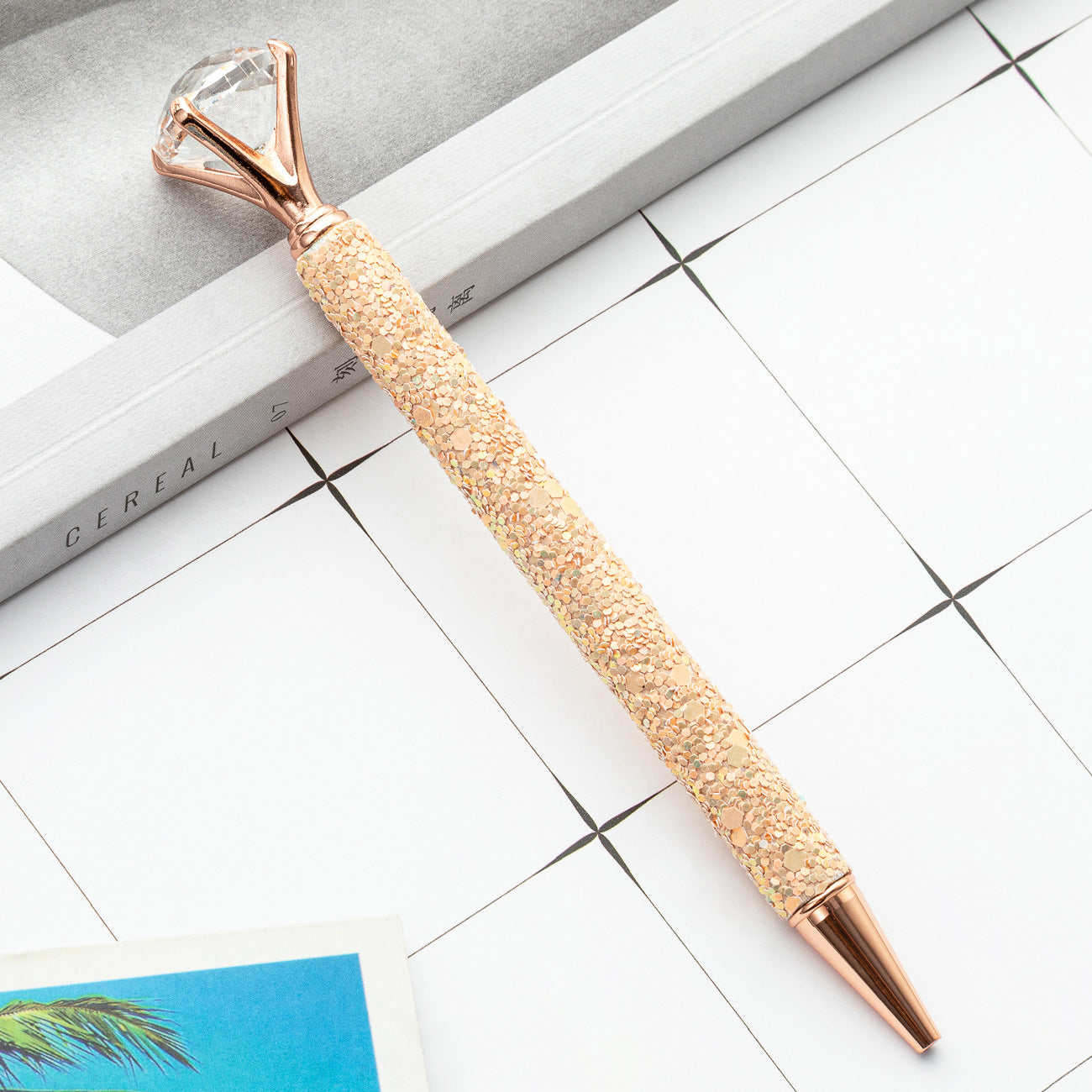 Bolígrafo de lentejuelas de metal de diamante grande al por mayor